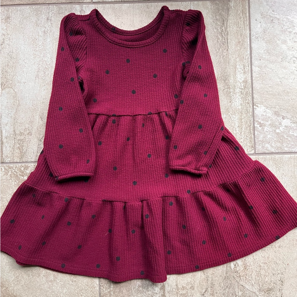 Cat & Jack Red Kids Dress with Black Dots